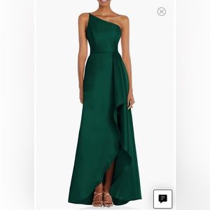 Alfred Sung One-Shoulder Satin Gown - Green
